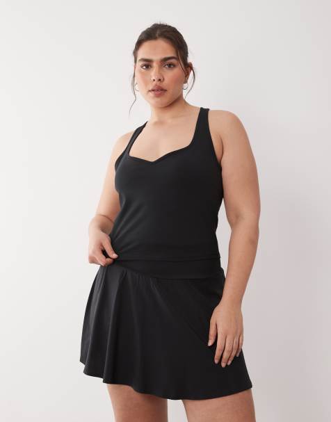 4505 Curve soft touch sweetheart neck singlet with inner bra in black - view 1