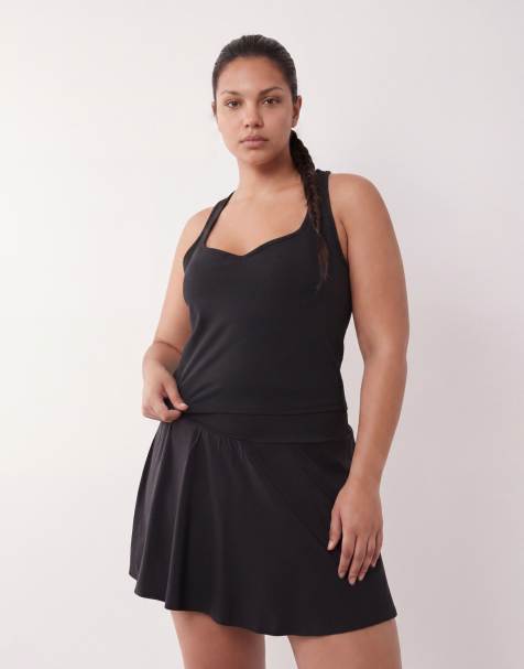 4505 Curve soft touch sweetheart neck tank top with shelf bra in black - view 1