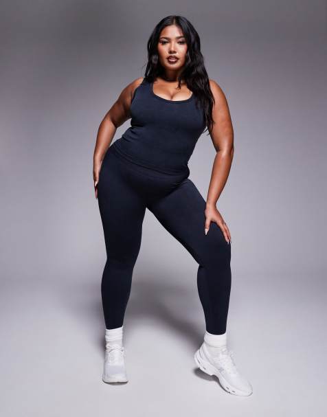 4505 Curve – Svarta, släta träningsleggings i seamless-design med hög midja - view 1
