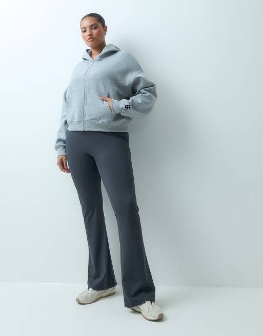 4505 Curve sweat à capuche zippé coupe carrée cocon performance gris chiné, 3 de 4
