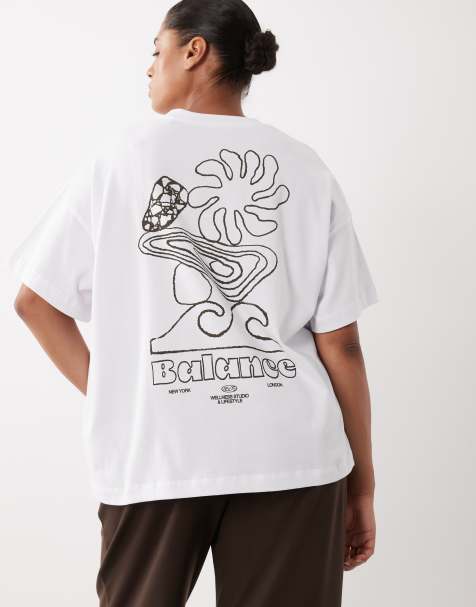 4505 Curve - T-shirt oversize en coton épais avec imprimé studio au dos - Blanc vintage - view 1