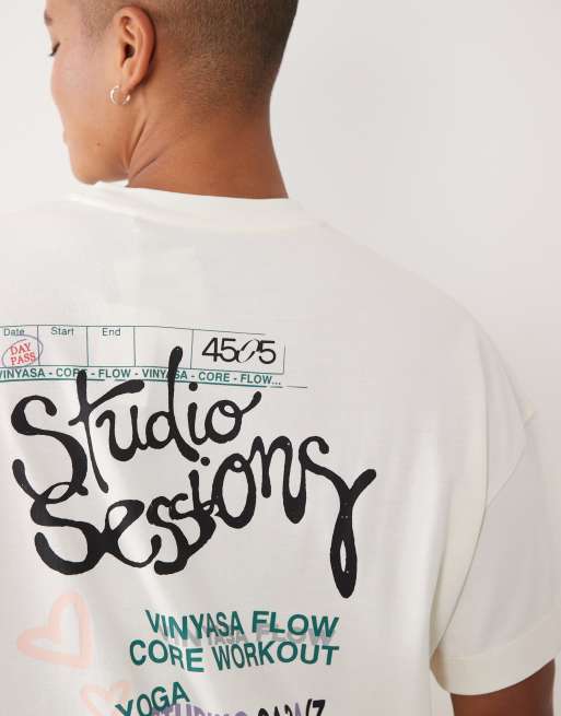 4505 Curve - T-shirt oversize en coton épais avec imprimé studio au dos - Blanc vintage, 4 de 4