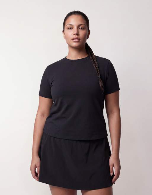 4505 Curve – Tailliertes Alltags-T-Shirt aus Baumwolle in Schwarz mit schnelltrocknendem Finish, 1 von 4