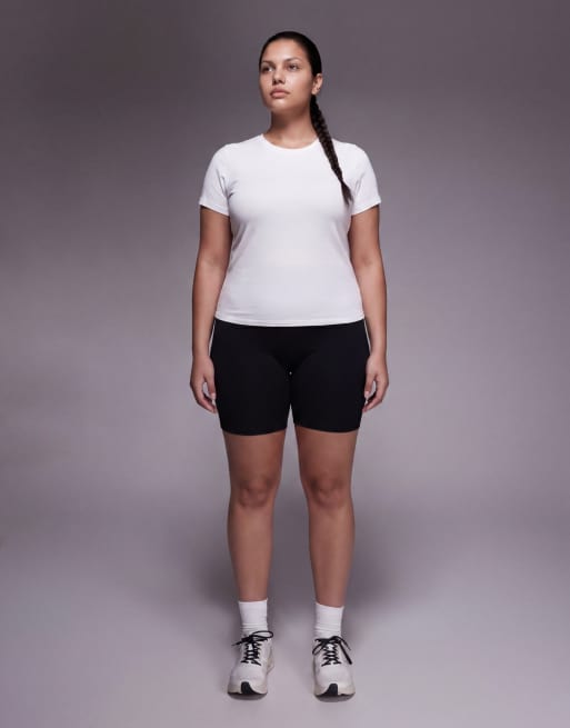4505 Curve – Tailliertes Alltags-T-Shirt aus schnelltrocknender Baumwolle in Weiß, 2 von 4