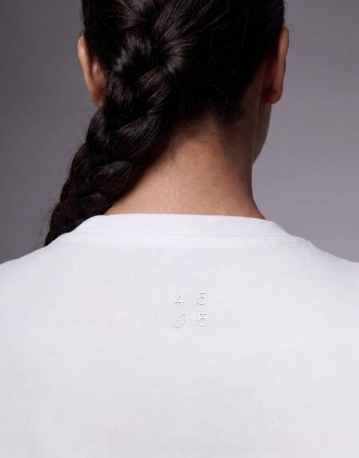 4505 Curve – Tailliertes Alltags-T-Shirt aus schnelltrocknender Baumwolle in Weiß, 4 von 4