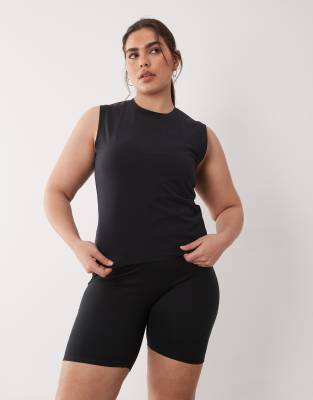 Curve - Tailliertes Alltags-Tanktop aus Baumwolle in Schwarz mit schnelltrocknendem Finish Schwarz 52