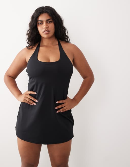 4505 Curve – Vit tennisklänning med halterneck och shorts undertill, 2 av 4