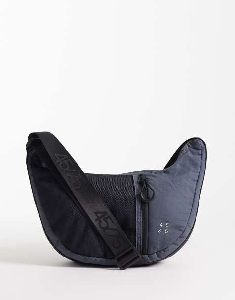 4505 – Czarna sportowa torebka crossbody typu sling z siateczkową kieszenią w stylu utility - view 1