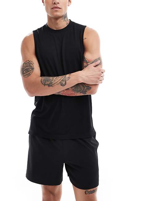 4505 – Czarny siateczkowy top sportowy bez rękawów oversize