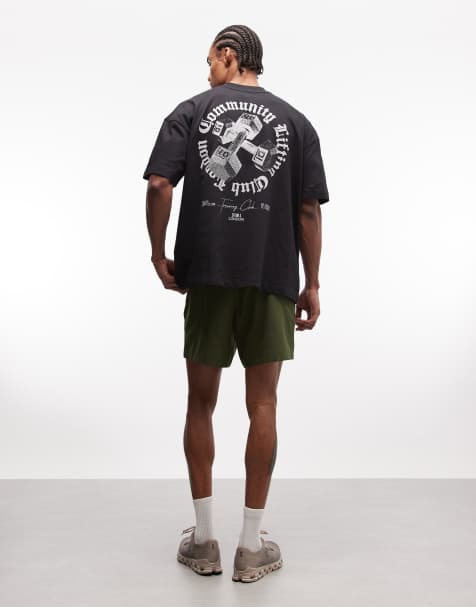 4505 – Czarny szybkoschnący T-shirt oversize z grafiką na plecach z grubej bawełny - view 1