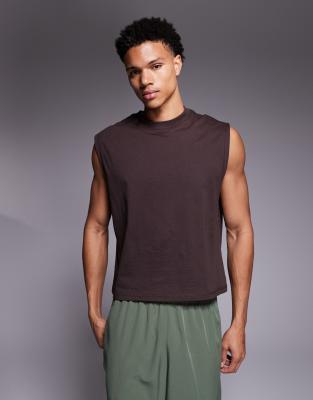 4505 - Débardeur court en coton à séchage rapide - Marron-Brown