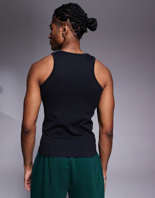 4505 - Débardeur de sport côtelé ajusté sans coutures à encolure carrée - Noir, 4 de 4