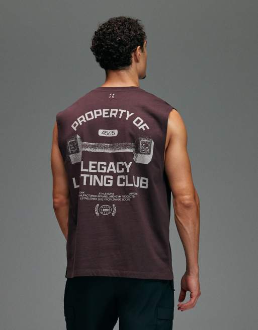 4505 - Débardeur de sport oversize en coton à séchage rapide avec imprimé au dos - Marron délavé, 2 de 5