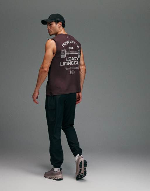 4505 - Débardeur de sport oversize en coton à séchage rapide avec imprimé au dos - Marron délavé, 4 de 5