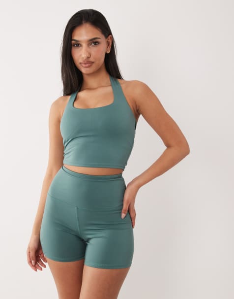 4505 - Débardeur de sport technique à dos nu avec soutien-gorge intégré - Sauge - view 1