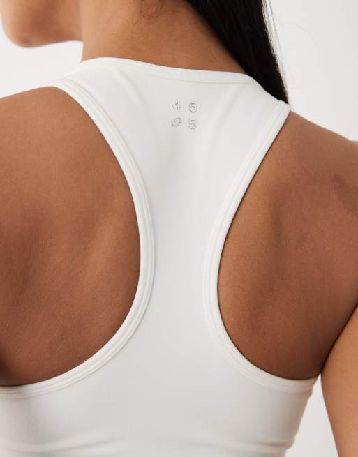 4505 - Débardeur doux au toucher à décolleté en cœur et brassière intégrée - Blanc, 4 de 4