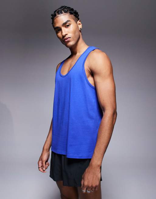 4505 - Débardeur en coton à séchage rapide avec imprimé Outdoor Runners au dos - Bleu de cobalt, 4 de 4