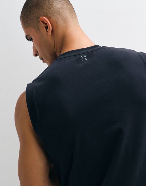 4505 - Débardeur moulant effet rétréci en coton à séchage rapide - Noir, 4 de 5