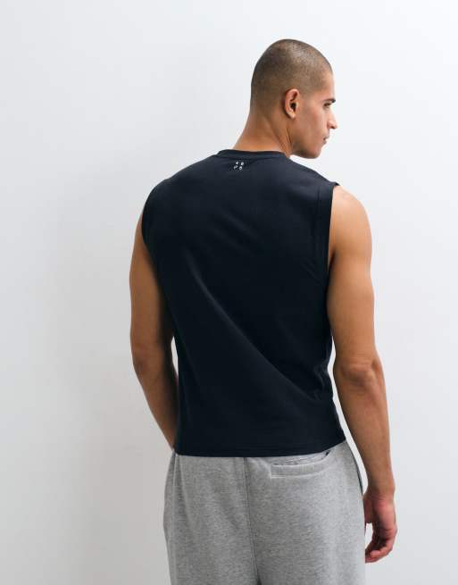4505 - Débardeur moulant effet rétréci en coton à séchage rapide - Noir, 5 de 5