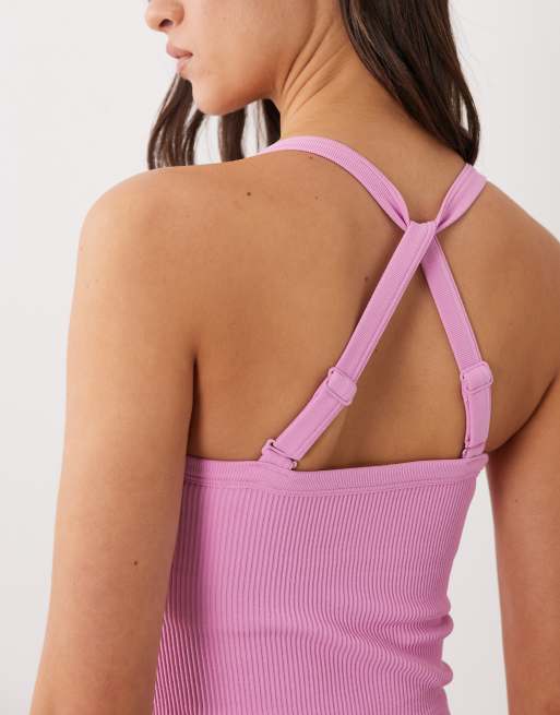 4505 - Débardeur sculptant sans coutures à bretelles multipositions et brassière intégrée - Rose bonbon, 4 de 4
