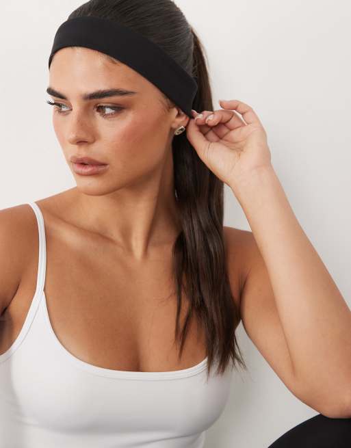 4505 - Diadema negra estrecha para yoga de tejido suave, 3 de 3
