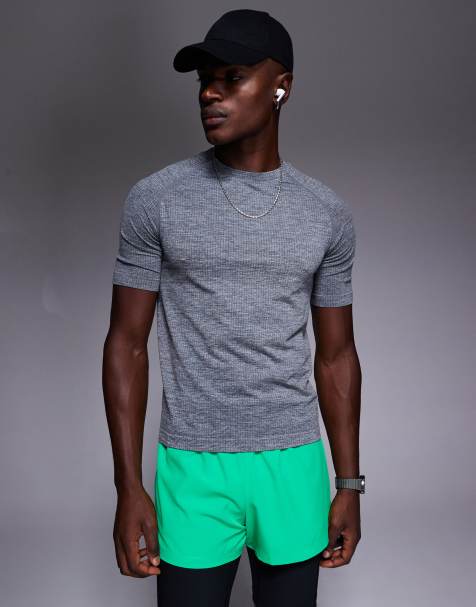 4505 seamless mesh slim fit lightweight base layer t-shirt in sky grey marl