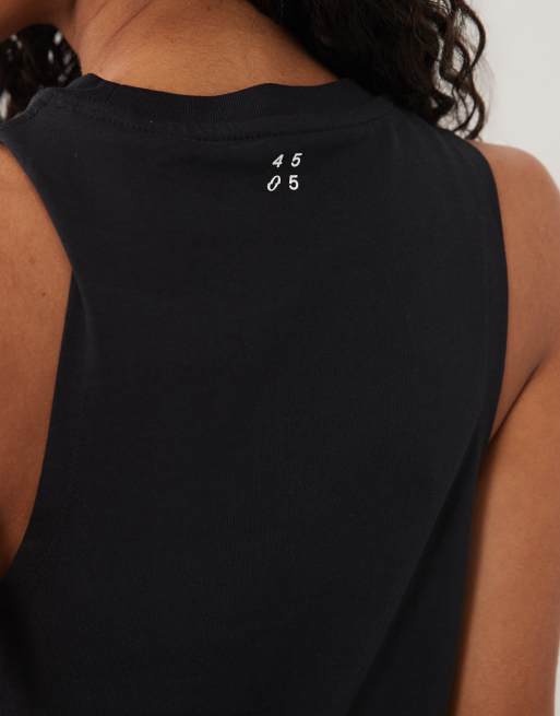 4505 drop armhole cropped cotton vest with quick dry finish in black, 3 of 4