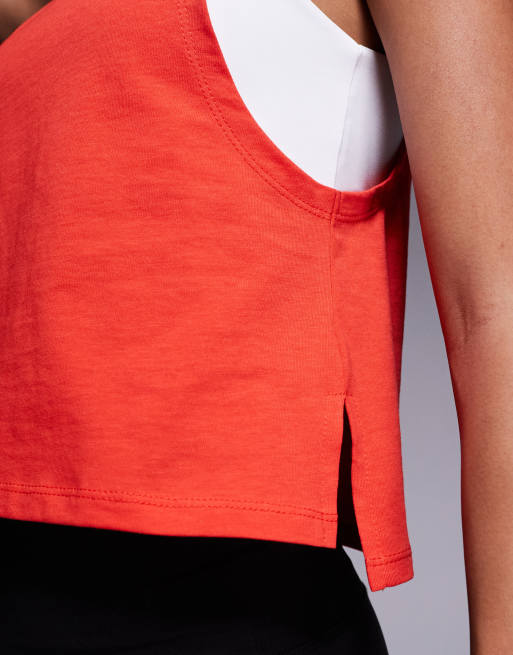 4505 drop armhole cropped cotton vest with quick dry finish in cherry, 3 of 4