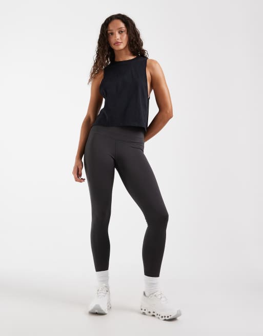 4505 dropped armholes cropped cotton tank top with quick dry finish in black, 2 of 4