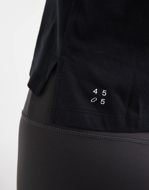 4505 dropped armholes cropped cotton tank top with quick dry finish in black, 3 of 4