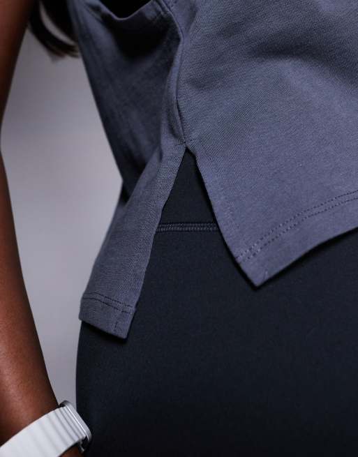 4505 dropped armholes cropped cotton tank top with quick dry finish in iron gray, 2 of 4