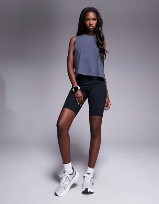 4505 dropped armholes cropped cotton tank top with quick dry finish in iron gray, 3 of 4