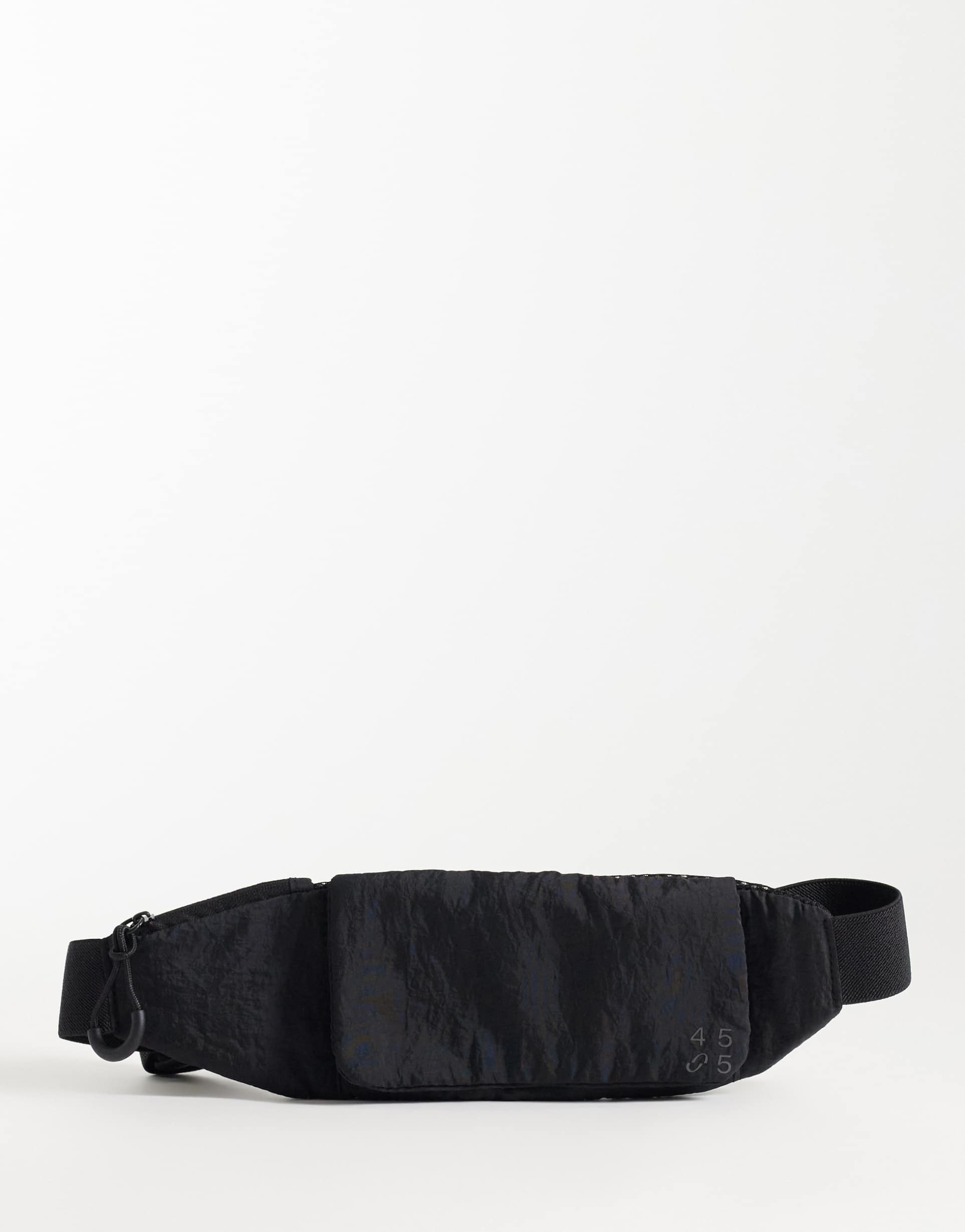 4505 elastic adjustable run belt with woven flap and key pocket in black