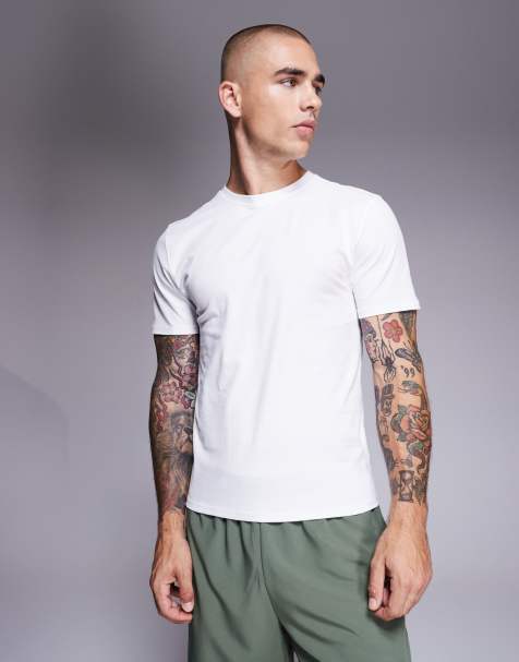 4505 – Eng anliegendes, knapp geschnittenes Trainings-T-Shirt aus schnelltrocknender Baumwolle in Weiß - view 1