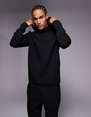 4505 Engineered Interlock Performance Fleece Running Hoodie With Zip Pocket In Black