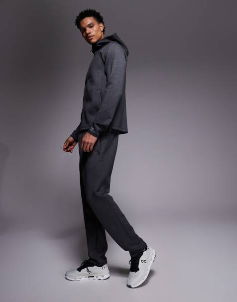4505 - Engineered Interlock Performance - Fleece toelopende joggingbroek met ritszakken in gemêleerd antracietgrijs - view 1
