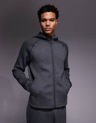 4505 Engineered Interlock Performance Fleece Zip Up Hoodie With Zip Pockets In Gray