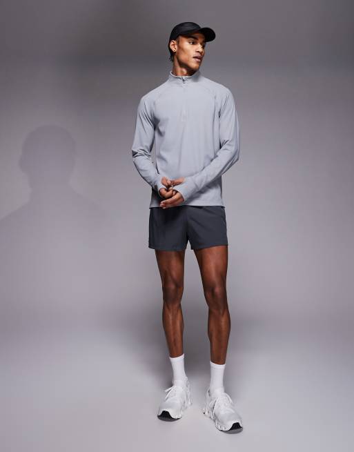 4505 engineered performance waffle 1/4 zip long sleeve running top in cool grey, 2 of 5