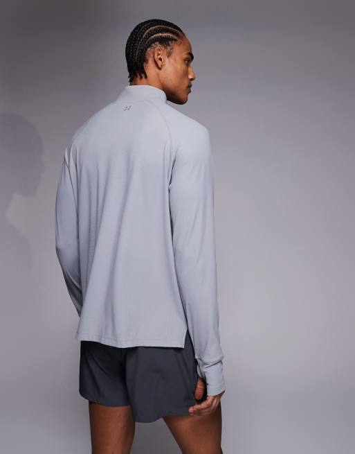 4505 engineered performance waffle knit 1/4 zip long sleeve running top in cool gray, 3 of 5