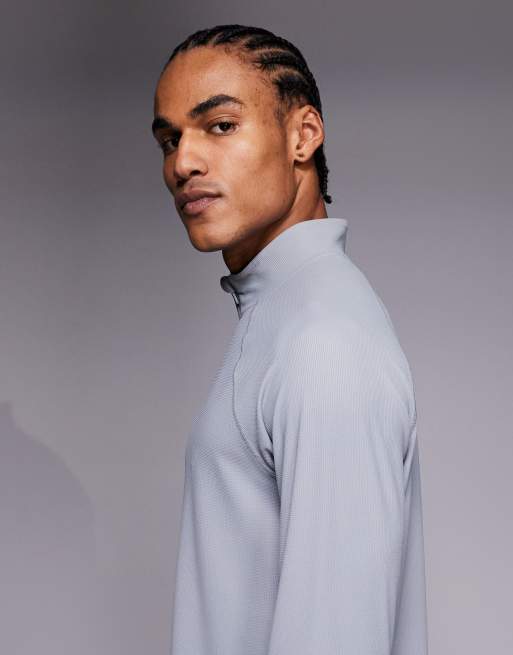 4505 engineered performance waffle knit 1/4 zip long sleeve running top in cool gray, 4 of 5