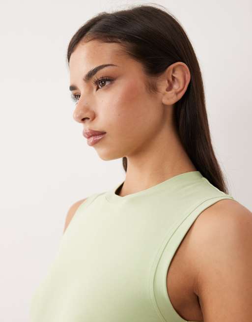 4505 - Everyday - Aansluitende tanktop van sneldrogend katoen in pastel limoengroen, 3 van 4