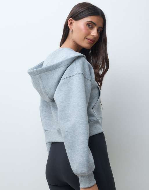 4505 felpa con cappuccio con zip performance vestibilità boxy cocoon grigio mélange, 4 di 5