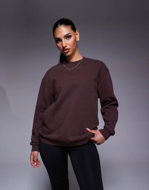 4505 - Felpa oversize da allenamento in tessuto pesante ad asciugatura rapida color marrone slavato 