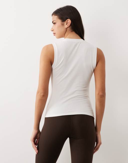 4505 – Figurbetontes Alltags-Tanktop aus Baumwolle in Weiß mit schnelltrocknendem Finish, 4 von 4