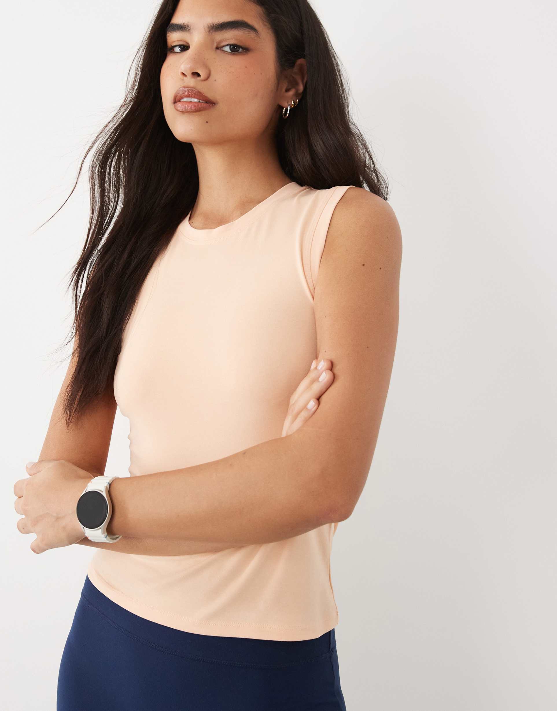 4505 fitted cotton everyday tank with quick dry finish in apricot