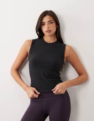 4505 Fitted Cotton Everyday Tank With Quick-dry Finish In Black