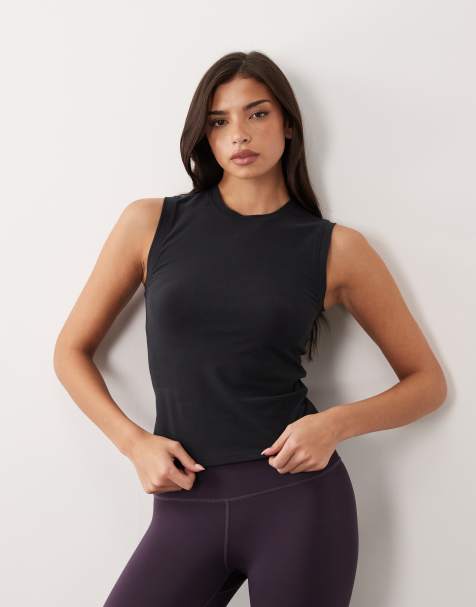 4505 fitted cotton everyday tank with quick dry finish in black