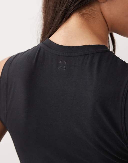 4505 fitted cotton everyday tank with quick dry finish in black, 3 of 4