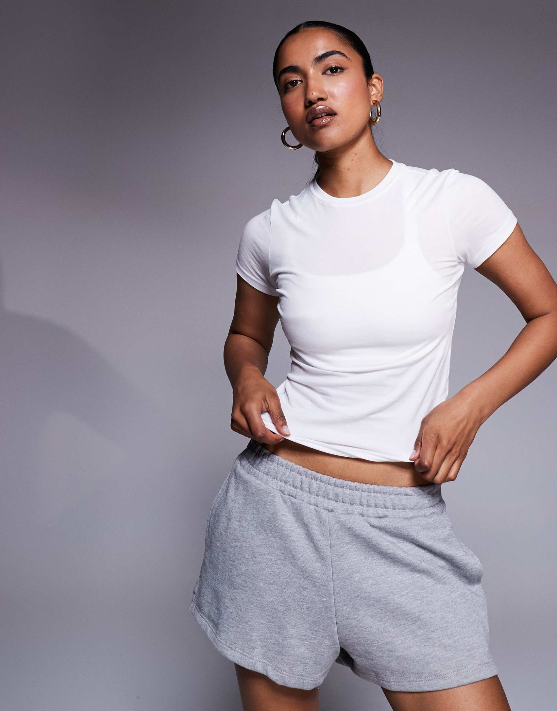 4505 fitted cotton short sleeve everyday tee with quick dry finish in white