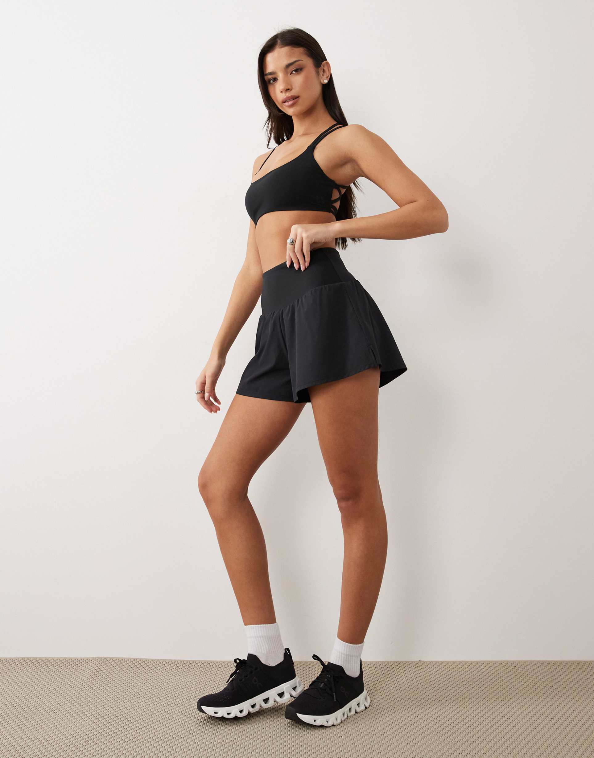 4505 floaty running shorts with jersey liner in black